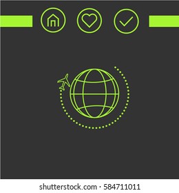 journey. Tours Worldwide.aircraft and land vector icon. design. simple icon for the web