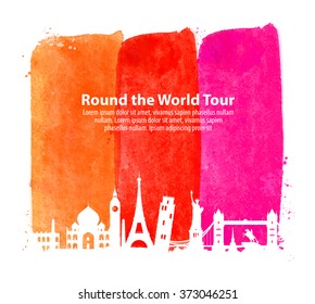 journey, travel. famous architecture country of the world. vector illustration
