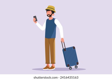 Journey or trip concept. Colored flat vector illustration isolated.