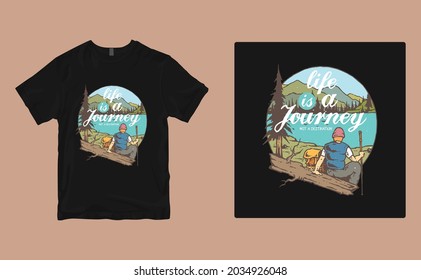 The Journey  t-shirt design. Vector print, typography, poster, print, emblem. Global swatches.