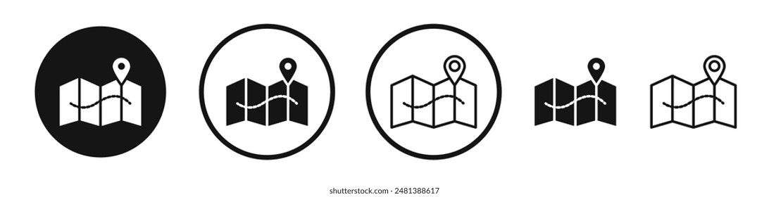 Journey vector icon set in black and white color.