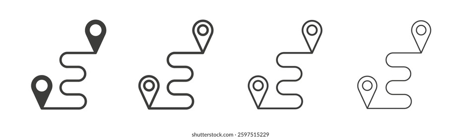 Journey vector icon set in black and white color.