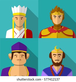 Journey to the West character portrait in flat