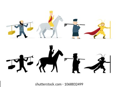 Journey To The West Characters In Flat On White