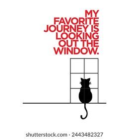 A journey from window. A cat is sitting in front of window to think big or for a good time