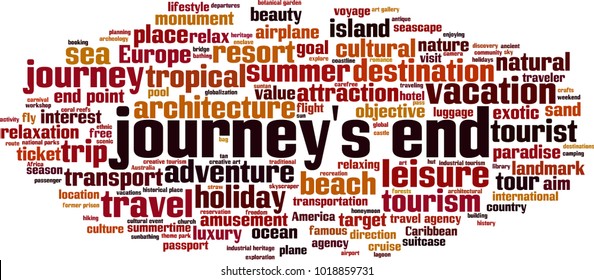 Journey's end word cloud concept. Vector illustration