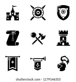 Joust icons set. Simple set of 9 joust vector icons for web isolated on white background