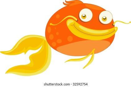 Jovial orange fish poses for camera