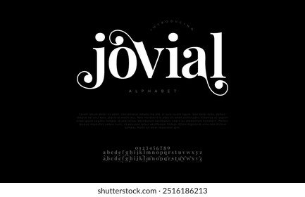 Jovial tipografía beauty fashion elegante minimalista serif italic Fuentes decorativas boda vintage retro logotipos. Logotipo de alfabeto de fuente de lujo mínimo. Ilustración vectorial