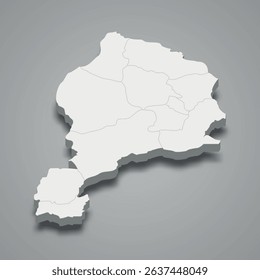 Jowzjan 3d isometric map is a region of Afghanistan, vector illustration