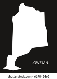 Jowzjan Afghanistan map black inverted silhouette illustration