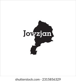 Jowzjan map and black letter design on white background