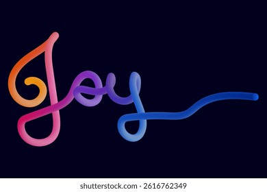 Joy 3d text, JOY black vector monoline calligraphy banner with