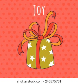 Joy art card. Vector gift illustration. Greeting card or invitation template for children design.