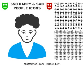 Joy Brunette Boy vector pictograph with 550 bonus pitiful and happy user pictures. Human face has positive emotions. Bonus style is flat black iconic symbols.