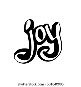 Joy, calligraphy lettering, isolated sticker, word design template, vector illustration