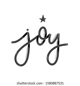 Joy. Card  with calligraphy. Hand drawn  modern lettering.