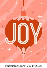 JOY. Christmas greeting card. Holiday poster, flyer, postcard, invitation design.