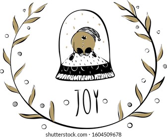 joy christmas post card cute bear design vector illustration