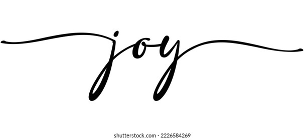 Joy - Christmas word Continuous one line calligraphy Minimalistic handwriting with white background