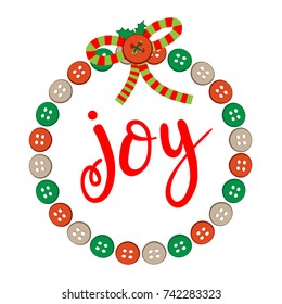 joy with circle buttons and ribbon