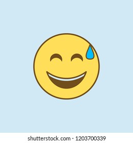 joy in a cold sweat 2 colored line icon. Simple yellow and brown element illustration. joy in a cold sweat concept outline symbol design from emoji set