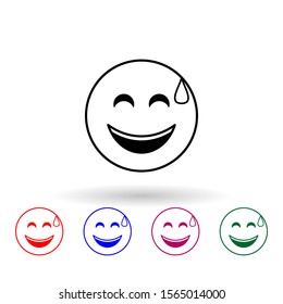 Joy in a cold sweat multi color icon. Simple thin line, outline vector of emoji icons for ui and ux, website or mobile application