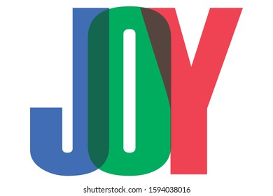 Joy colorful lettering typographic vector design of word Joy on white background
