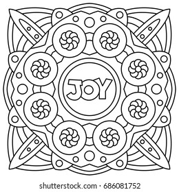 Joy. Coloring page. Vector illustration.