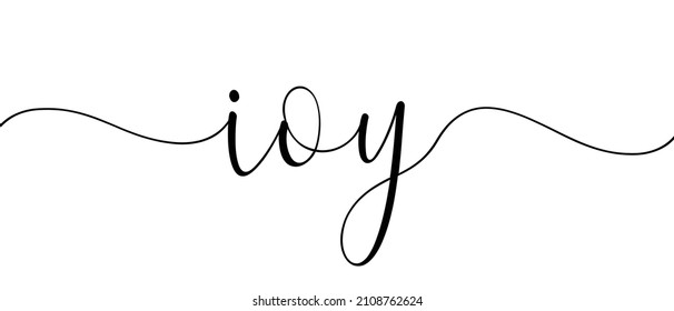 JOY - Continuous one line calligraphy with Single word quotes. Minimalistic handwriting with white background.