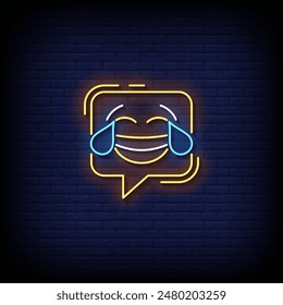 joy emoji symbol neon sign vector