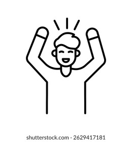 Joy emotion black line icon for digital and print projects.  Minimal clean icons for apps and websites. Modern simple icons for UI UX and branding