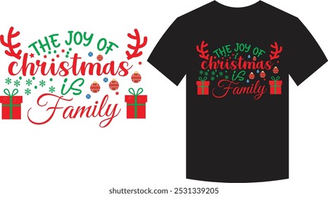 The joy of family is Christmas. Merry Christmas, Christmas Design, Hand drawn lettering phrase isolated on white background,