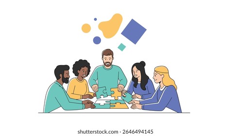 The joy of group problem solving vector design illustration for company business