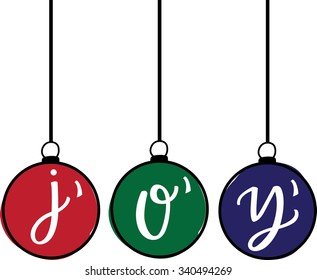 Joy Hand Lettered onto Christmas Baubles 