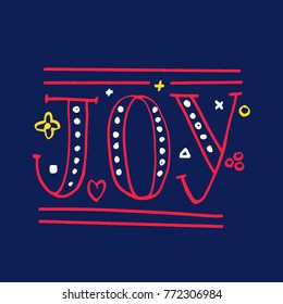 Joy handmade typography text drawn