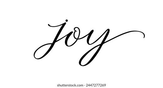 Joy - Handwritten text in calligraphic style on a white background. Vector illustration.