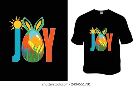 Alegría, Feliz Pascua, Diseño de camiseta de Pascua.  Listo para imprimir para ropa, póster e ilustración. Vector de camiseta de letras moderno, simple.