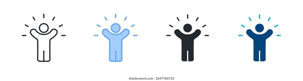 Joy Icon Set Multiple Style. Designed In Outline, Blue, Glyph, Dual Tone