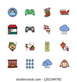 joy icon set. vector set about shop, game controller, girl and kite icons set.