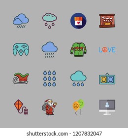 joy icon set. vector set about game controller, rain, sled and portraits icons set.