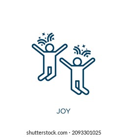 Joy Icon. Thin Linear Joy Outline Icon Isolated On White Background. Line Vector Joy Sign, Symbol For Web And Mobile