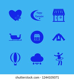 joy icon. joy vector icons set rain, sweater with christmas tree, shop and balloon