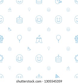 joy icons pattern seamless white background. Included editable line blush, tent, party emot, cake, balloon, smiling emot, Ferris wheel icons. joy icons for web and mobile.