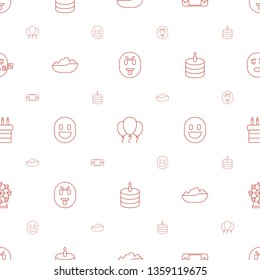 joy icons pattern seamless white background. Included editable line showing tongue emot, balloon, portable console, baby bath, smiling emot icons. joy icons for web and mobile.
