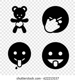 Joy icons set. set of 4 joy filled icons such as facepalm, showing tongue,  