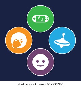 Joy icons set. set of 4 joy filled icons such as whirligig, smiling emot, facepalm emot