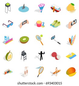 Joy icons set. Isometric set of 25 joy vector icons for web isolated on white background