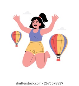 Joy Jump Flat Vector Illustration