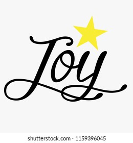 "joy" lettering with a star